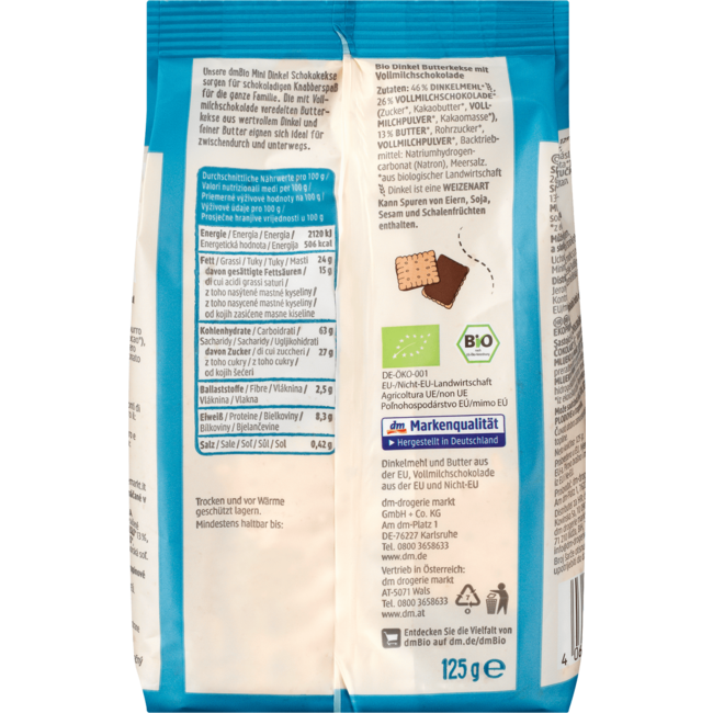 dmBio Mini Spelt Chocoladekoekjes 125 g