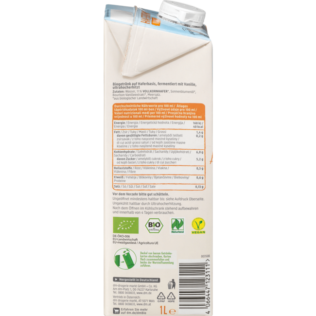 dmBio Haverdrink Vanille 1 l