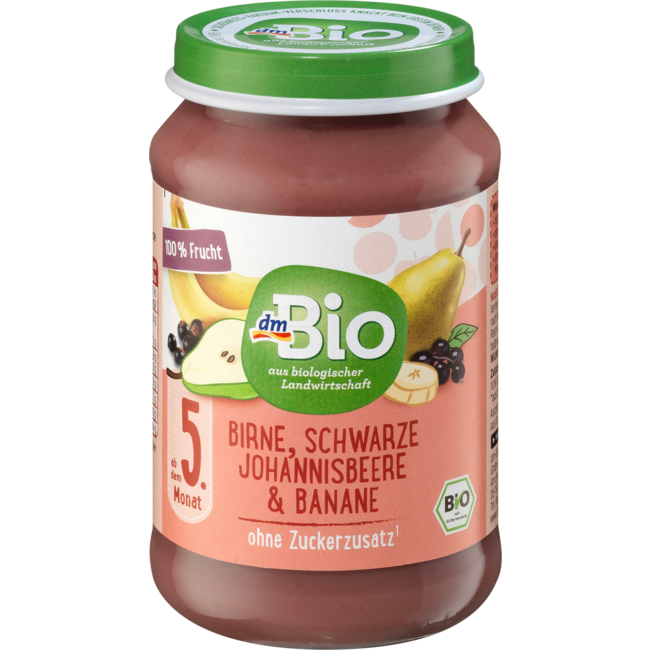 dmBio Vruchten Peer-Zwarte Bes Met Banaan Vanaf De 5 Maanden 190 g