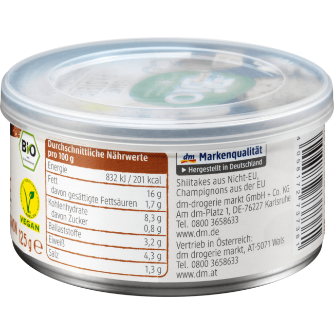 dmBio Vegan Paté Shiitake Champignon 125 g