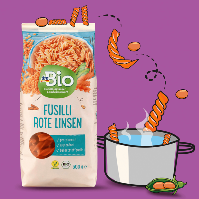 dmBio Pasta Fusilli Van Rode Linzen 300 g