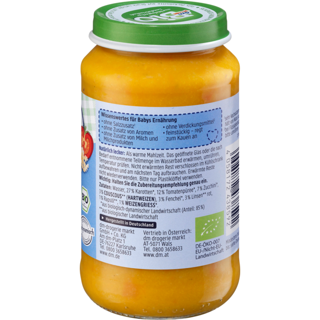 dmBio Menu Couscous Groentepan Vanaf 8 Maanden 220 g