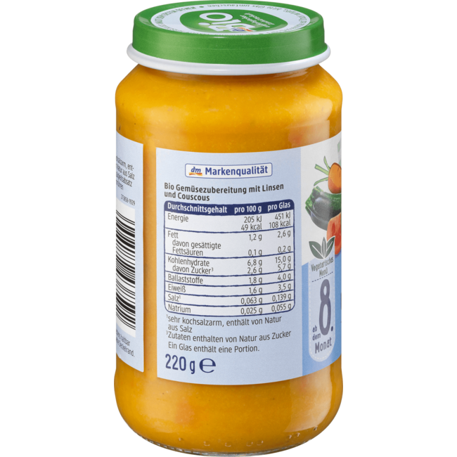 dmBio Menu Couscous Groentepan Vanaf 8 Maanden 220 g