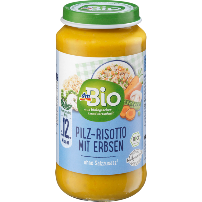 dmBio Menu Paddenstoelenrisotto Met Erwten Vanaf 12 Maanden 250 g