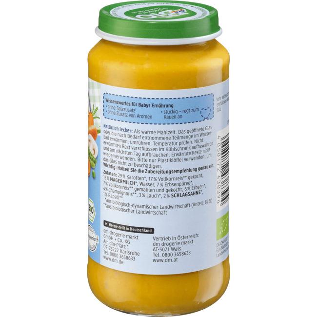 dmBio Menu Paddenstoelenrisotto Met Erwten Vanaf 12 Maanden 250 g