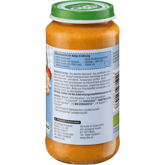 dmBio Menu Groentecouscous Met Kip V.a. 12 Maanden 250 g