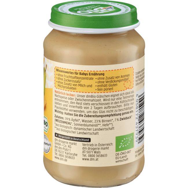 dmBio Fruit & Granen Peer Met Beschuit In Appel Vanaf 5 Maanden 190 g