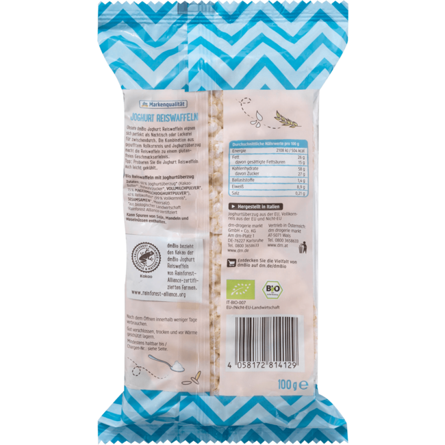 dmBio Yoghurt Rijstwafels Glutenvrij 100 g