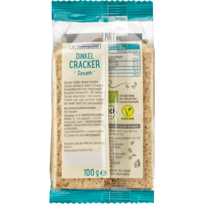 dmBio Spelt Crackers Sesam 100g
