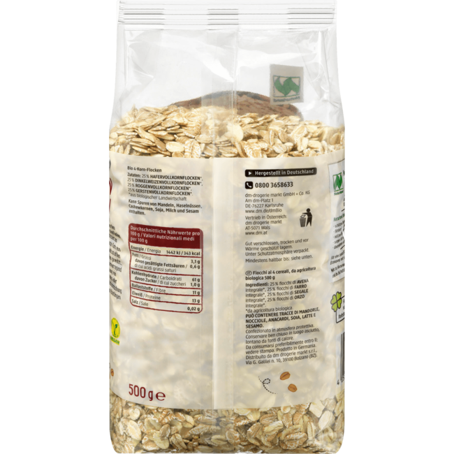 dmBio 4-Granen Vlokken 500 g