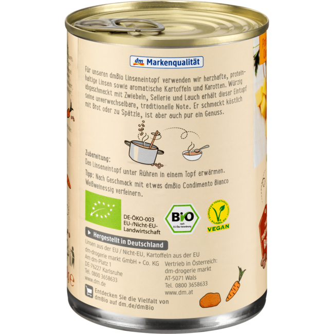 dmBio Linzen Stoofpot Met Aardappelen 400 g