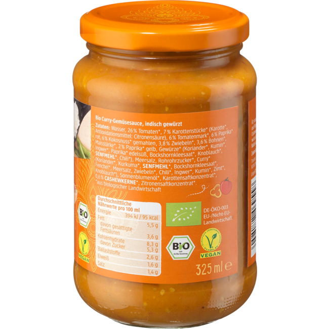 dmBio Indische Curry Saus Romig-pikant 325ml