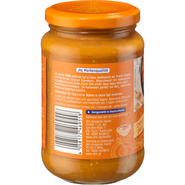 dmBio Indische Curry Saus Romig-pikant 325ml