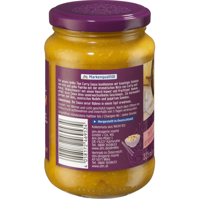 dmBio Thaise Currysaus Mild Aromatisch 325 ml