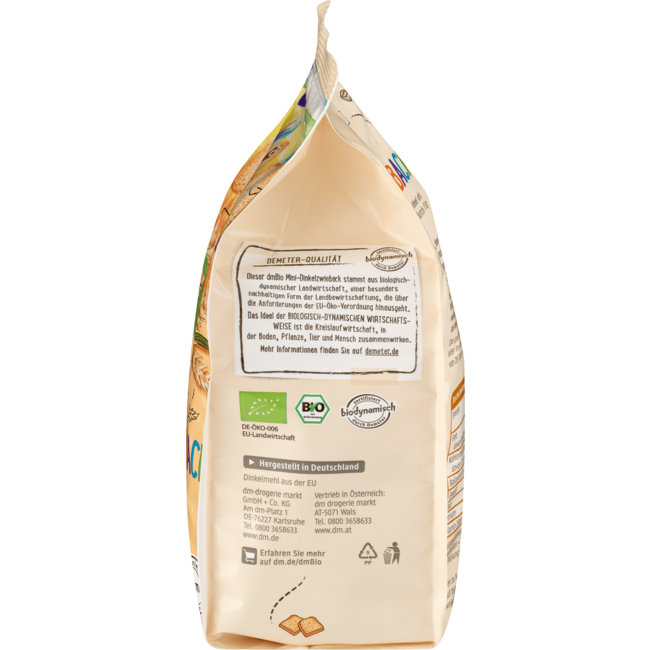dmBio Babysnack Mini Spelt Beschuit Vanaf 8 Maanden 100g