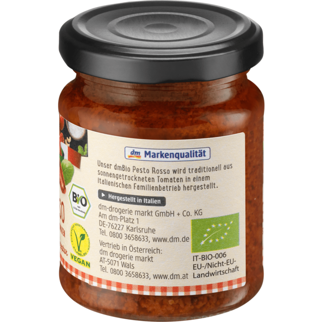 dmBio Pesto Rosso Met Zongedroogde Tomaten 120g