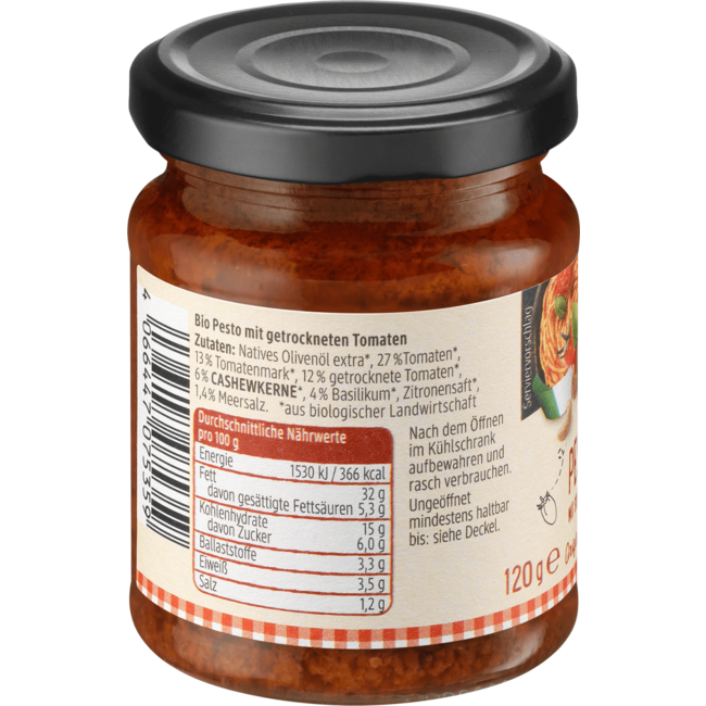 dmBio Pesto Rosso Met Zongedroogde Tomaten 120g