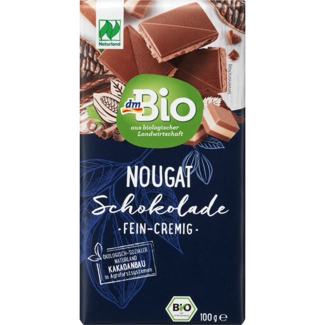 dmBio Nougat Chocoladereep Fijn-Romig 100 g