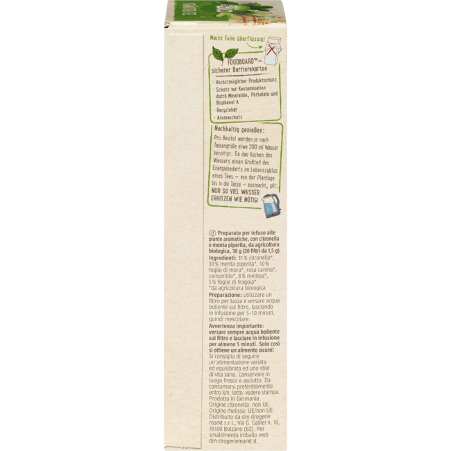 dmBio Kruidenthee Citroengras, Melisse (20 Zakjes) 30 g