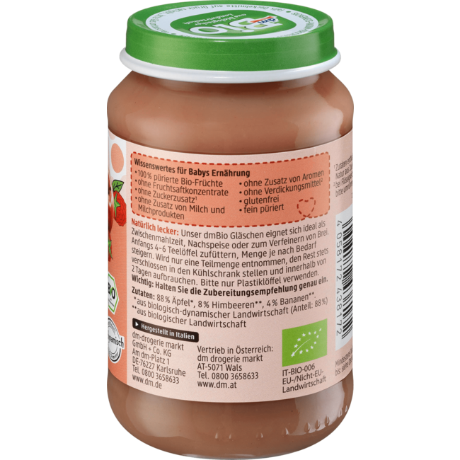 dmBio Vruchten Appel-Frambozen-Banaan Vanaf 5 Maanden190 g