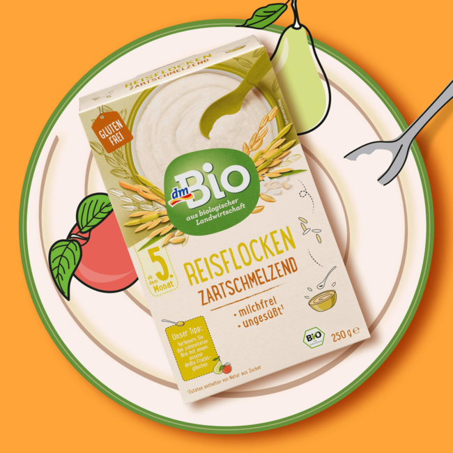 dmBio Graanpap Bio Rijstvlokken Zacht Smeltend V.a. 5 Maanden 250 g