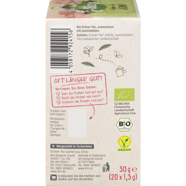 dmBio Groene Thee Jasmijn (20 Zakjes) 30 g