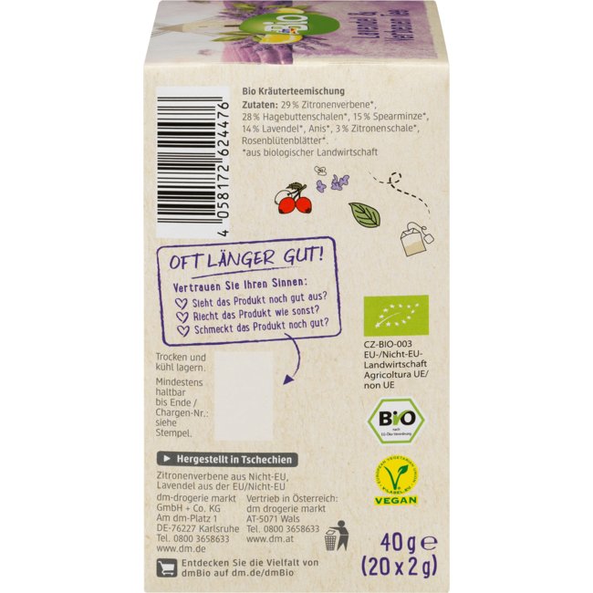 dmBio Kruidenthee Lavendel Verbena (20 Zakjes) 40 g