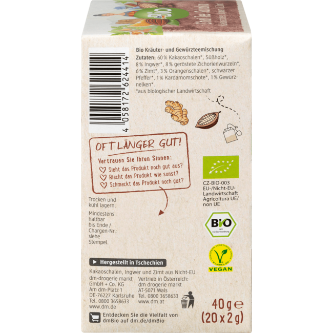 dmBio Kruidenthee Chai Thee Chocolade (20 Zakjes) 40 g