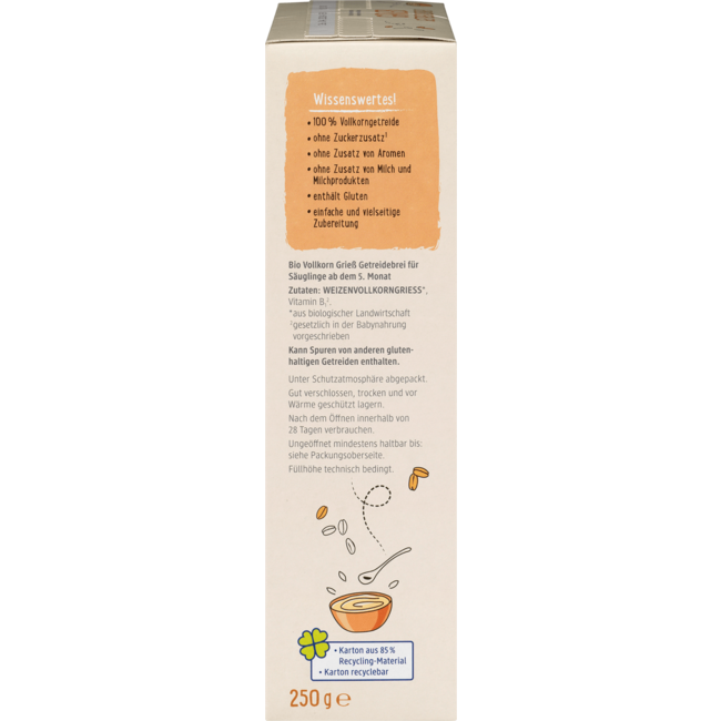 dmBio Griesmeel Granenpap Vanaf 5 Maanden 250 g