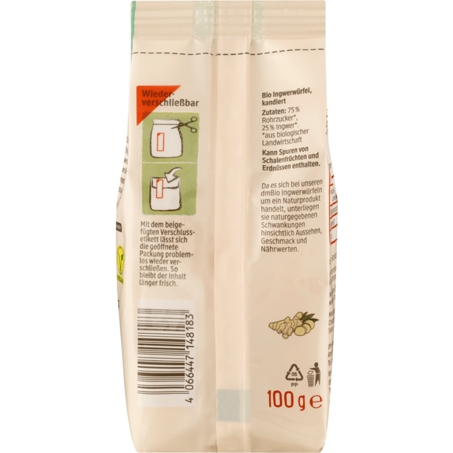 dmBio Gekonfijte Gemberblokjes 100 g