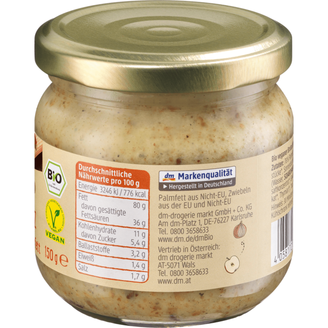 dmBio Vegan Uienspread 150 g
