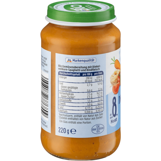 dmBio Menu Spelt Spaghetti Bolognese Vanaf 8 Maanden 220 g