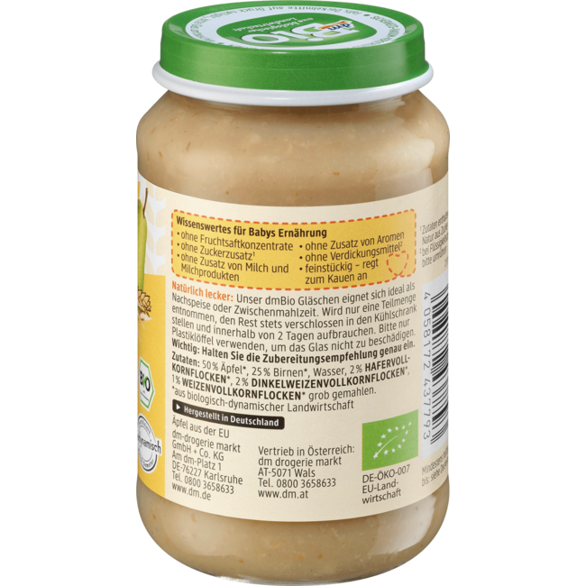 dmBio Fruit & Granen Appelpeer Met Driekorrel Vanaf 8 Maanden 190 g