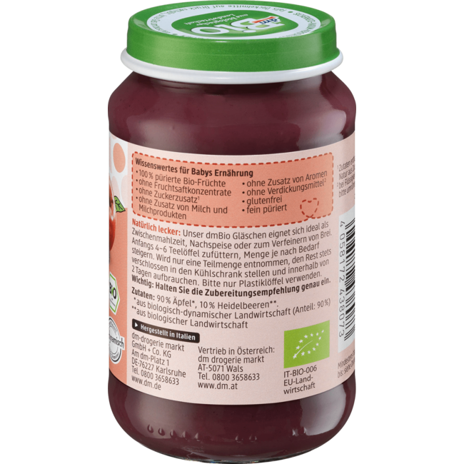 dmBio Vruchten Appel Met Bosbes Vanaf 5 Maanden190 g