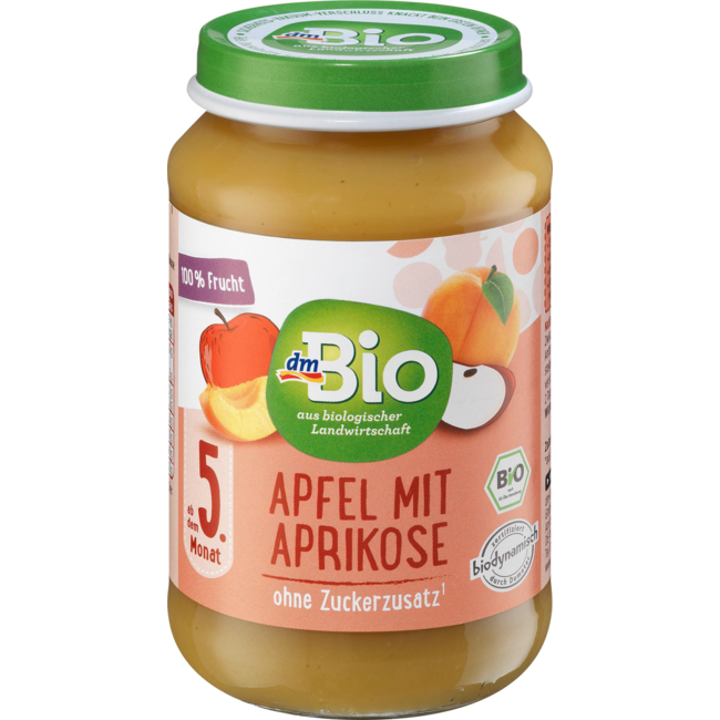 dmBio Vruchten Appel Met Abrikoos Vanaf 5 Maanden 190 g