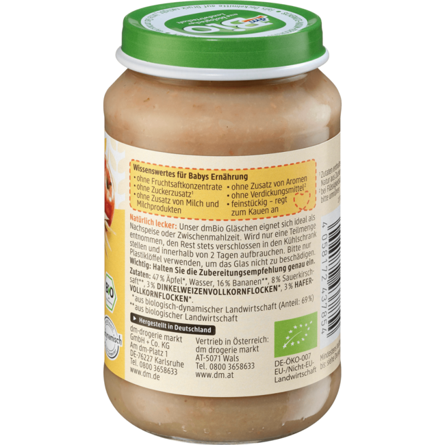 dmBio Fruit & Granen Appel-Banaan-Kers Muesli Vanaf 8 Maanden190 g