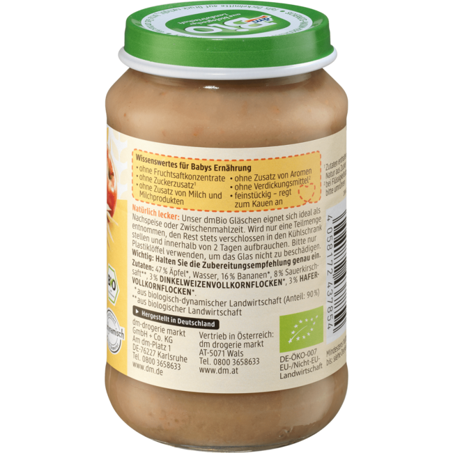 dmBio Fruit & Granen Appel-Banaan-Kers Muesli Vanaf 8 Maanden190 g