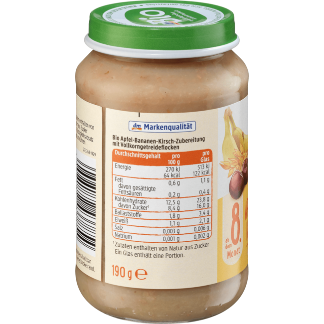 dmBio Fruit & Granen Appel-Banaan-Kers Muesli Vanaf 8 Maanden190 g