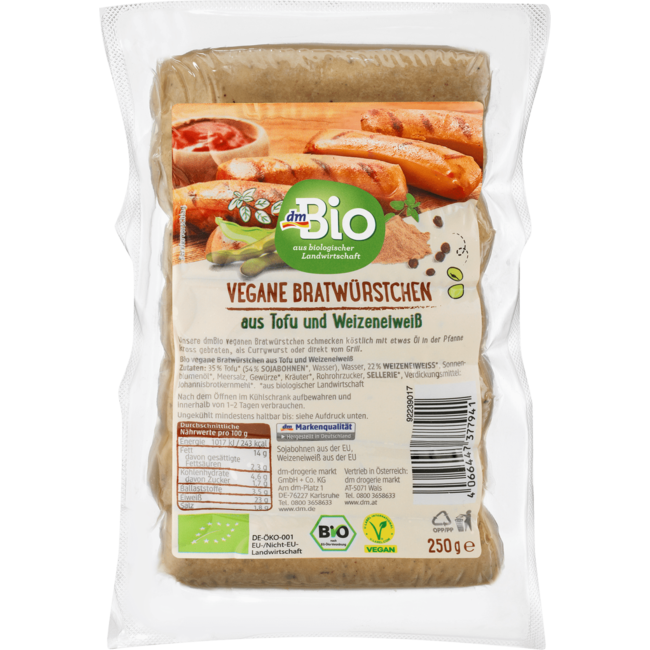 dmBio Vegan Braadworstjes Tofu & Tarwe-Eiwit 250 g