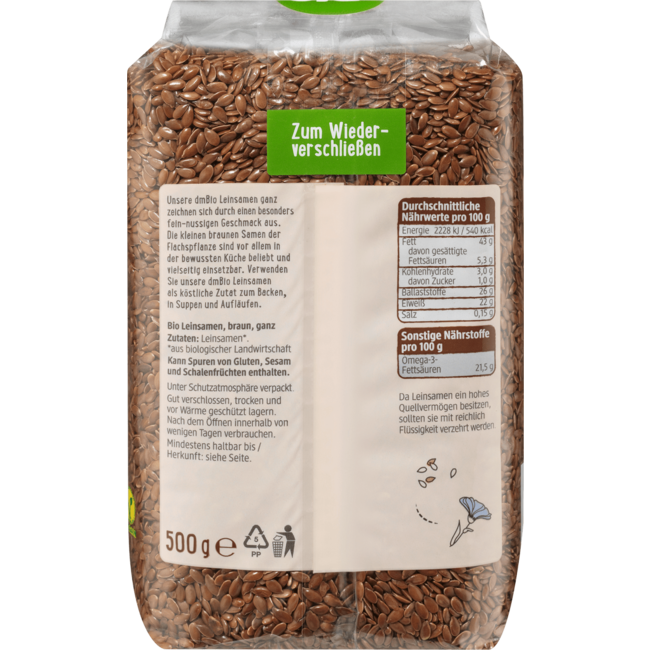 dmBio Lijnzaad Heel 500 g