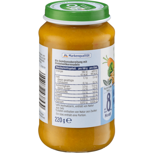 dmBio Menu Wortelbroccoli Met Speltpasta Vanaf 8e Maanden 220 g