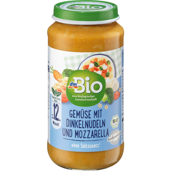 dmBio Menu Groenten Met Speltpasta En Mozzarella Vanaf 12 Maanden 250 g