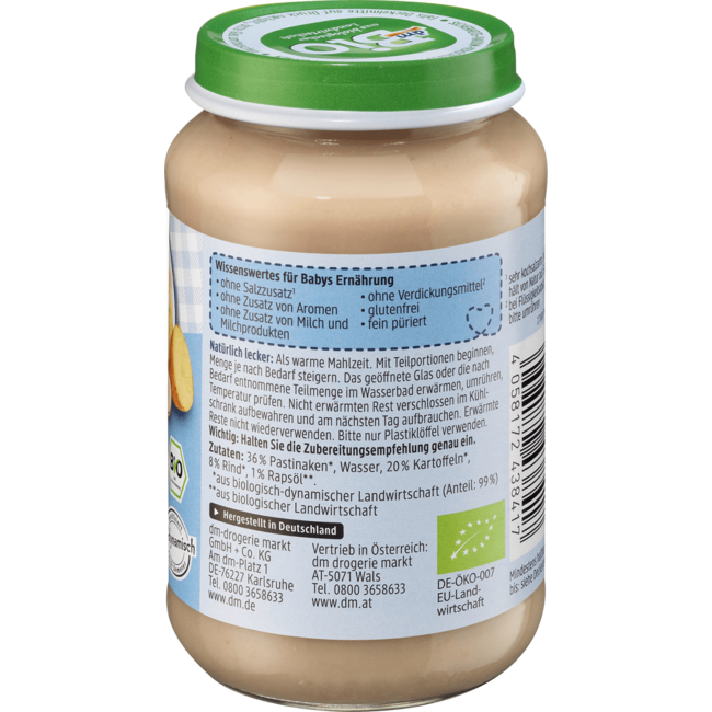 dmBio Menu Pastinaak Met Aardappelen & Rund Vanaf 5 Maanden 190 g