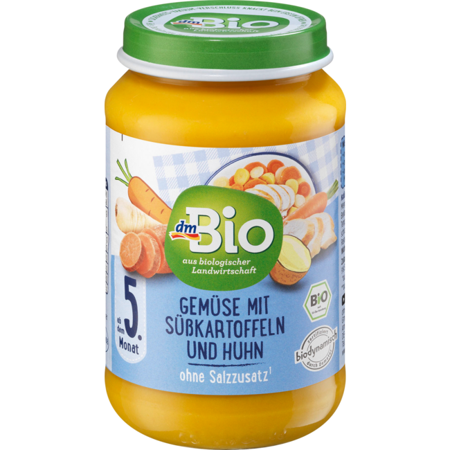 dmBio Menu Groenten Met Zoete Aardappelen En Kip Vanaf 5 Maanden 190 g