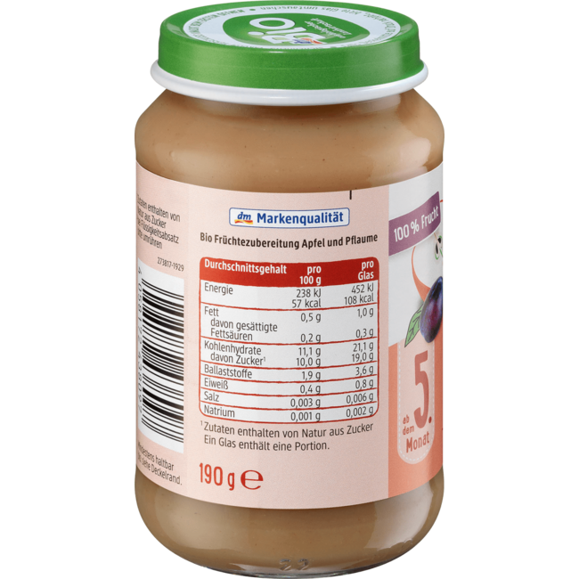 dmBio Fruit Pruim In Appel Vanaf 5 Maanden 190 g