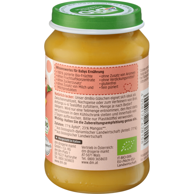dmBio Vruchten Mango In Appel Vanaf 5 Maanden 190 g