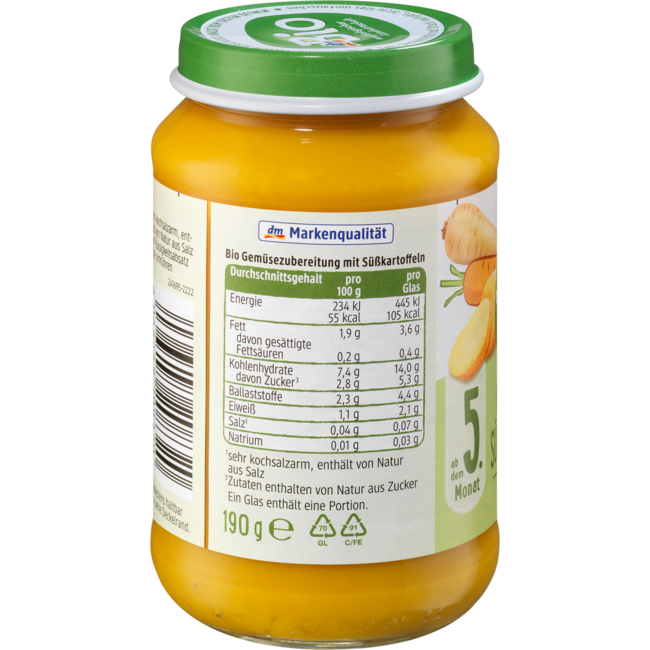 dmBio Groenten Met Zoete Aardappelen Vanaf 5 Maanden 190 g