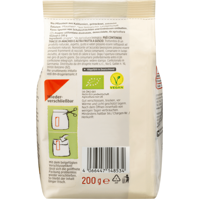dmBio Gedroogde Californische Pruimen Zonder Pit 200 g