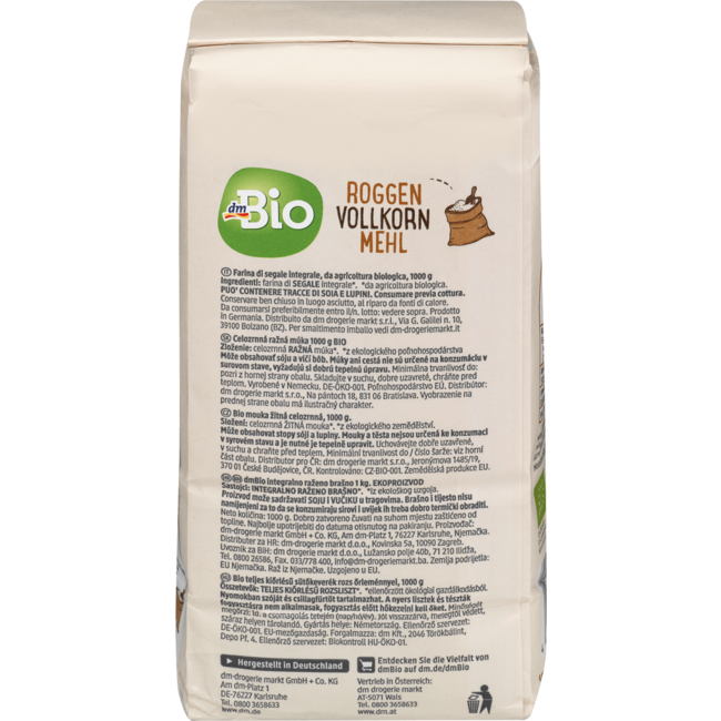 dmBio Roggemeel Volkoren 1000 g
