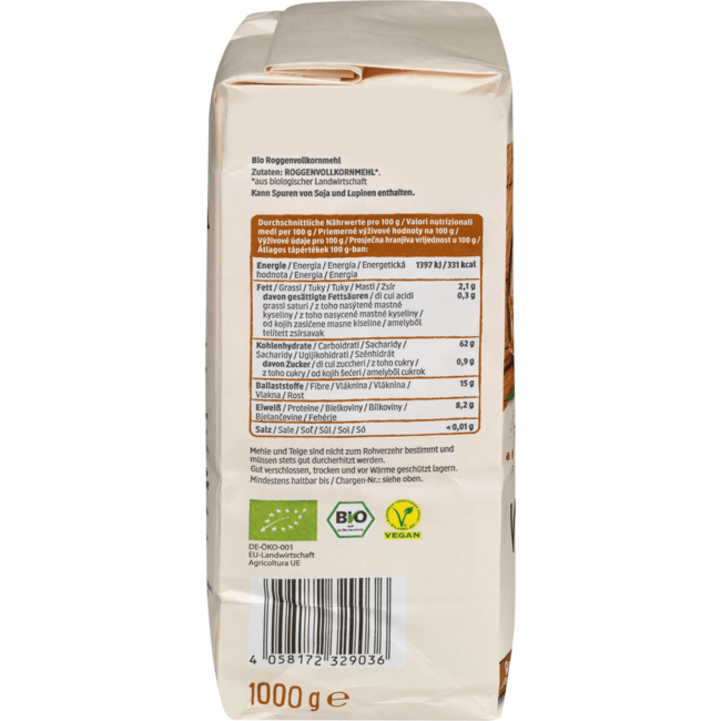 dmBio Roggemeel Volkoren 1000 g